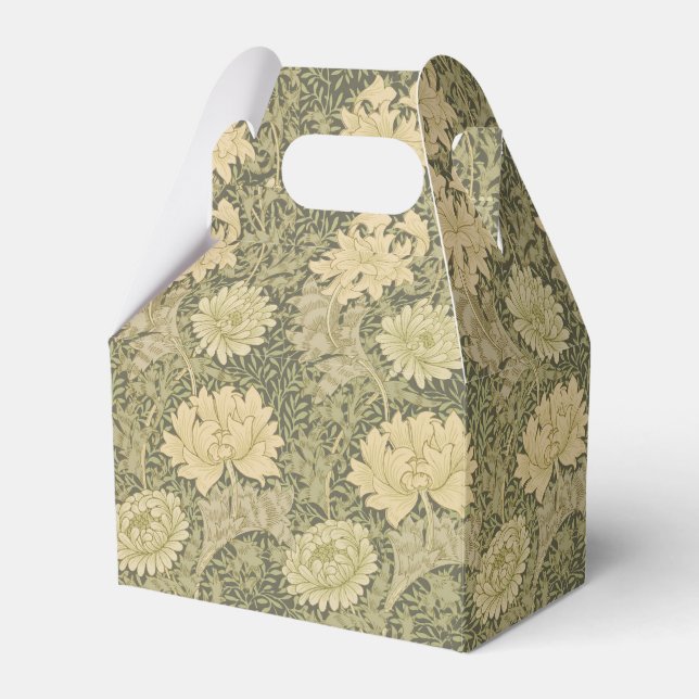William Morris Chrysanthemum Sage Flower Favour Box (Front Side)