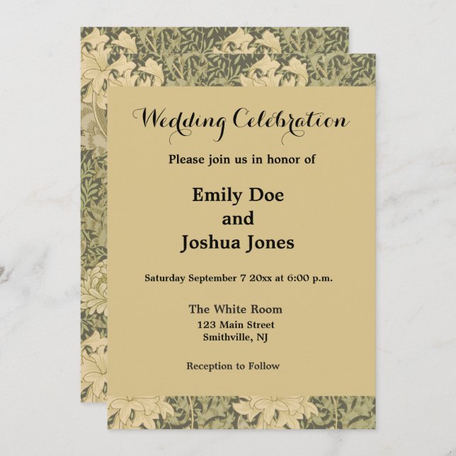 William Morris Chrysanthemum Sage Flower Invitation (Front/Back)