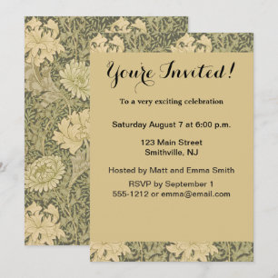 William Morris Chrysanthemum Sage Flower Invitation