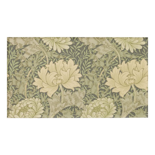 William Morris Chrysanthemum Sage Flower Name Tag (Front)