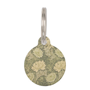 William Morris Chrysanthemum Sage Flower Pet Tag
