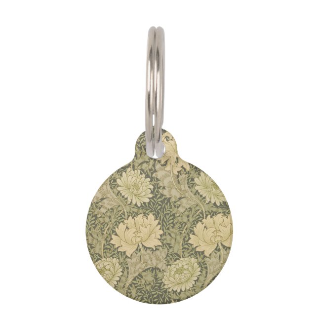William Morris Chrysanthemum Sage Flower Pet Tag (Front)