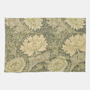 William Morris Chrysanthemum Sage Flower Tea Towel