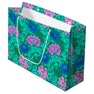 William Morris Chrysanthemums, Aqua and Violet Large Gift Bag