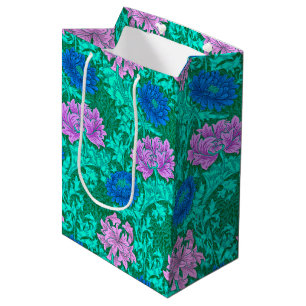 William Morris Chrysanthemums, Aqua and Violet Medium Gift Bag