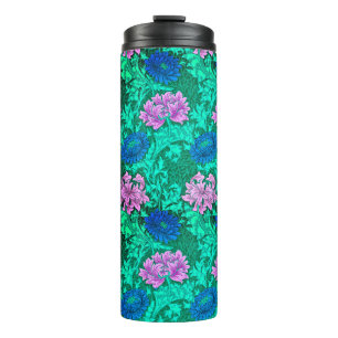 William Morris Chrysanthemums, Aqua and Violet  Thermal Tumbler