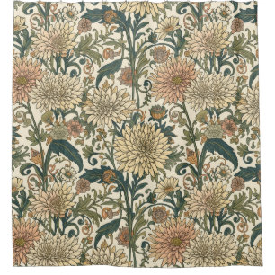  William Morris Chrysanthemums Floral Art Nouveau  Shower Curtain