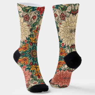 William Morris Chrysanthemums Floral Art Nouveau Socks