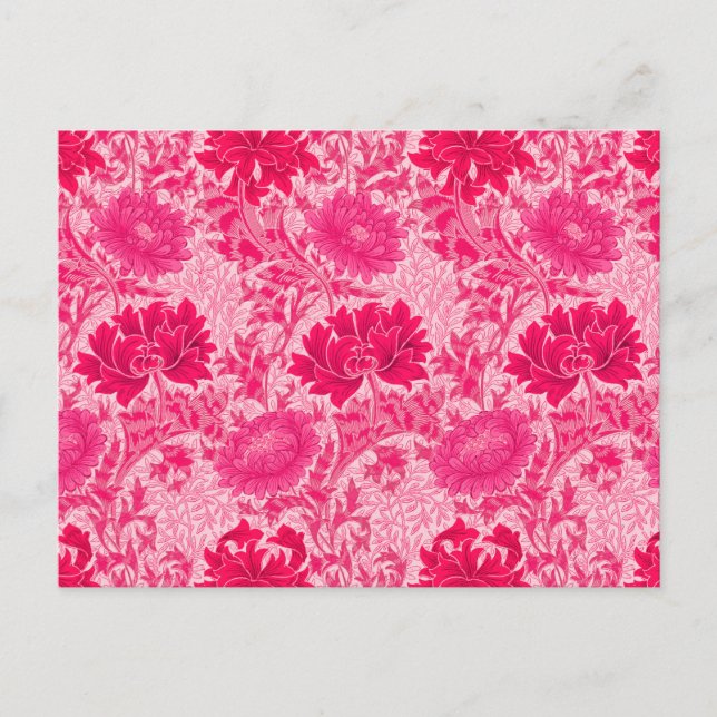 William Morris Chrysanthemums, Fuchsia Pink Postcard (Front)