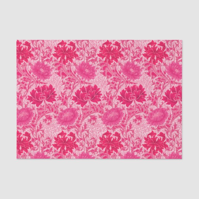 William Morris Chrysanthemums, Fuchsia Pink Tissue Paper (Front)