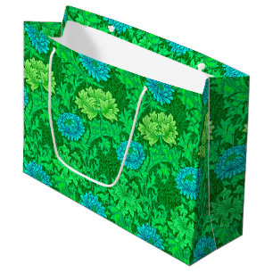William Morris Chrysanthemums, Lime Green & Aqua Large Gift Bag