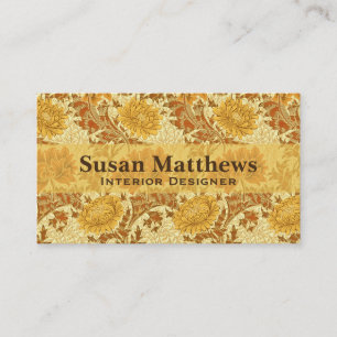 William Morris Chrysanthemums, Mustard Gold Business Card