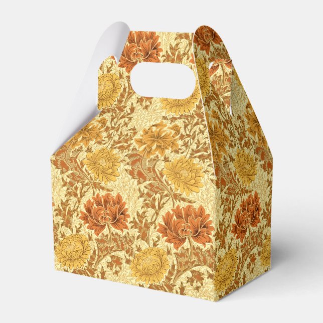 William Morris Chrysanthemums, Mustard Gold Favour Box (Front Side)