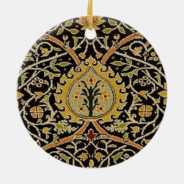 William Morris Classic Carpet Art Print Design Ceramic Tree Decoration (Back)