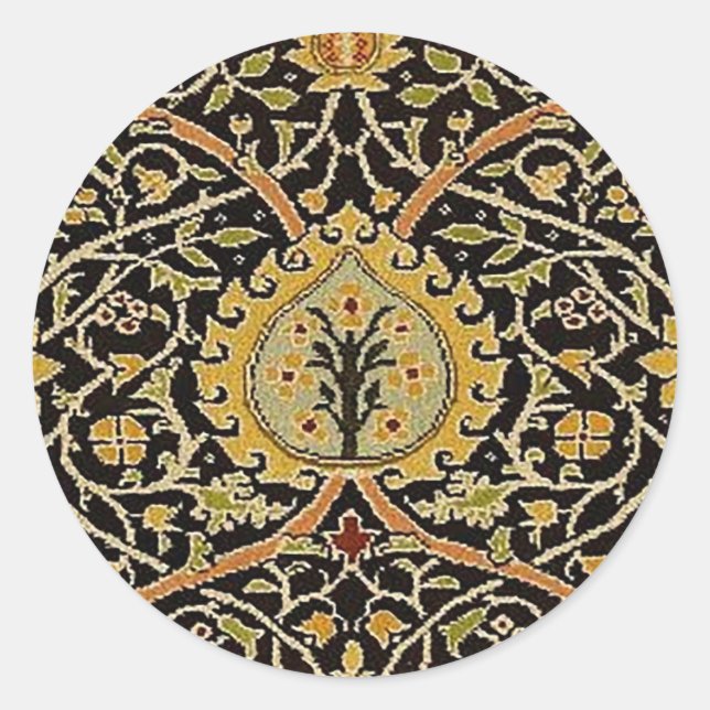 William Morris Classic Carpet Art Print Design Classic Round Sticker (Front)