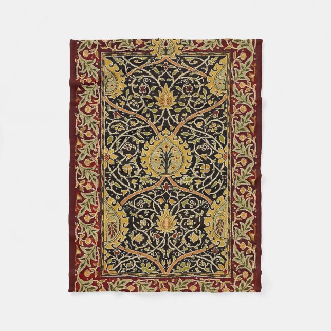 William Morris Classic Carpet Art Print Design Fleece Blanket (Front)