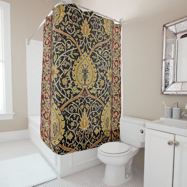 William Morris Classic Carpet Art Print Design Shower Curtain (In Situ)