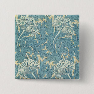 William Morris Classic Tulip Blue Floral 15 Cm Square Badge