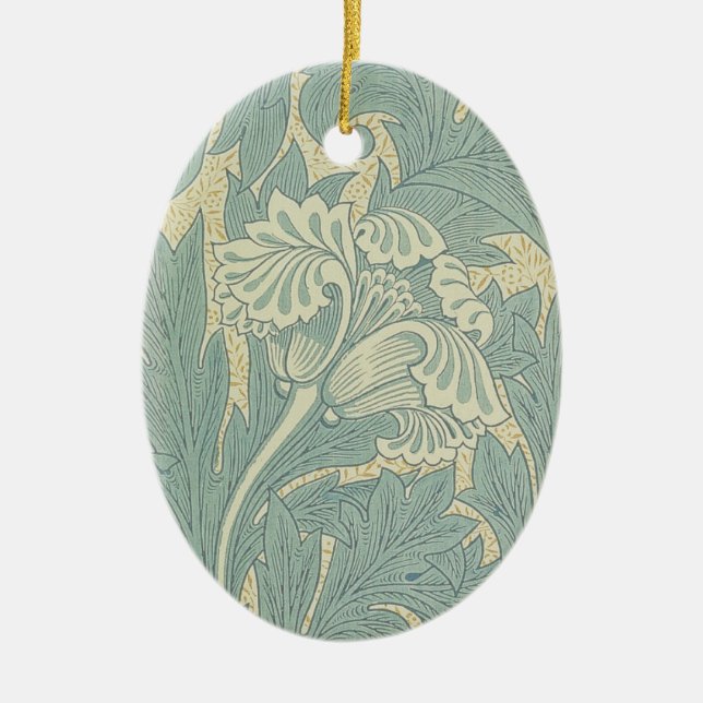 William Morris Classic Tulip Blue Floral Ceramic Tree Decoration (Front)