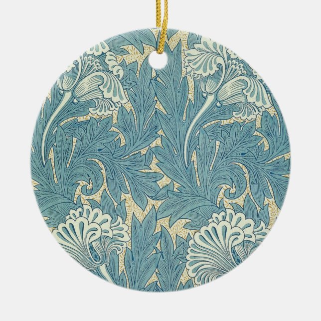 William Morris Classic Tulip Blue Floral Ceramic Tree Decoration (Front)