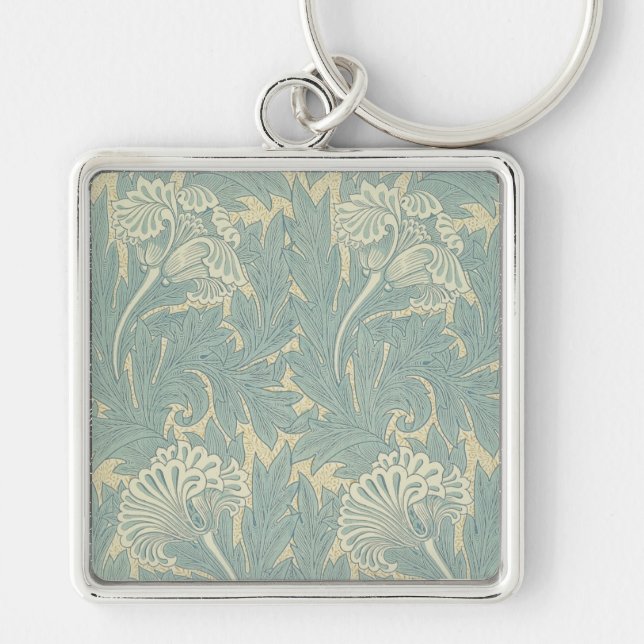 William Morris Classic Tulip Blue Floral Key Ring (Front)