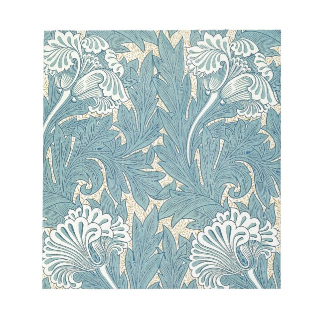 William Morris Classic Tulip Blue Floral Notepad (Front)