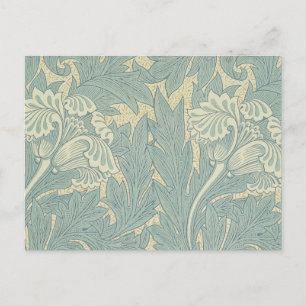 William Morris Classic Tulip Blue Floral Postcard