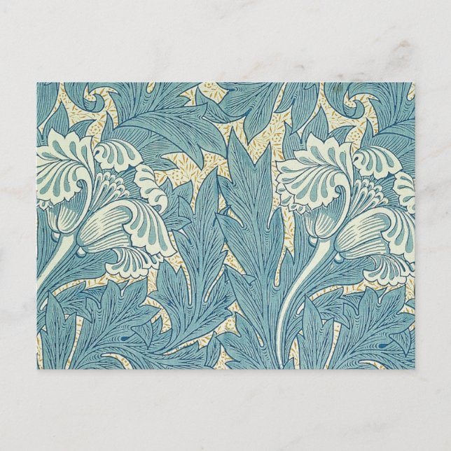 William Morris Classic Tulip Blue Floral Postcard (Front)