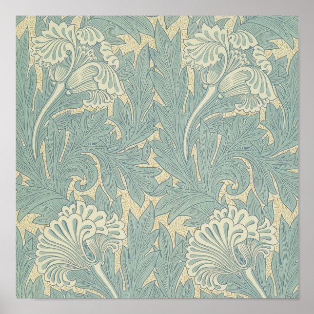 William Morris Classic Tulip Blue Floral Poster (Front)