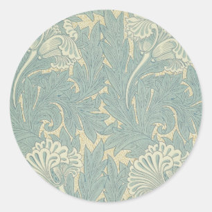 William Morris Classic Tulip Blue Floral Round Sticker