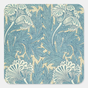 William Morris Classic Tulip Blue Floral Square Sticker