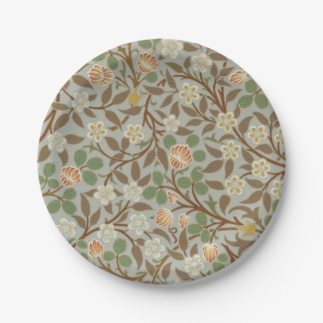 William Morris Clover Botanical Flower Paper Plate (Front)