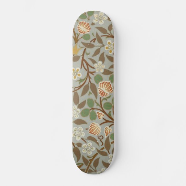 William Morris Clover Botanical Flower Skateboard (Front)