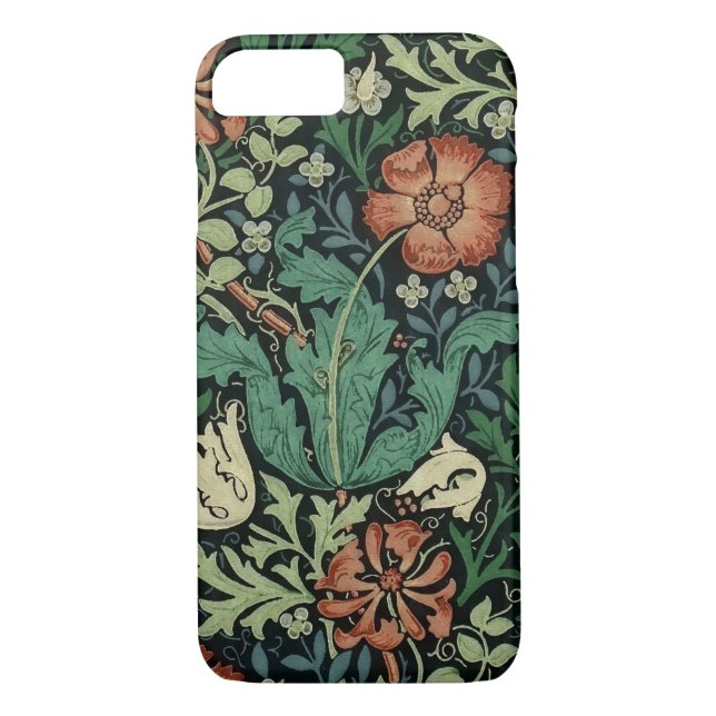 William Morris Compton Floral Art Nouveau Pattern Case-Mate iPhone Case (Back)