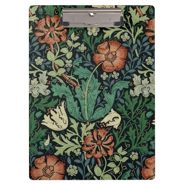 William Morris Compton Floral Art Nouveau Pattern Clipboard (Front)