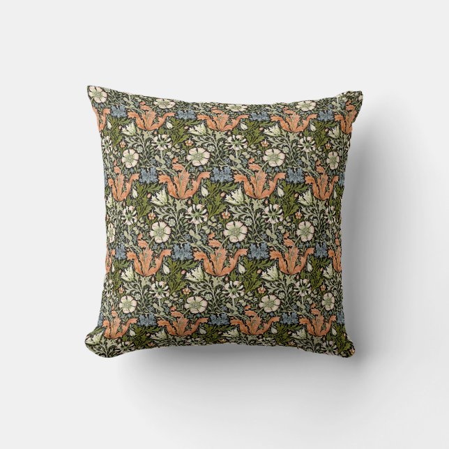 William Morris Compton Floral Art Nouveau Pattern Cushion (Front)