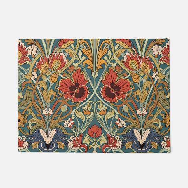 William Morris Compton Floral Art Nouveau Pattern Doormat (Front)