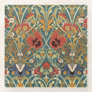 William Morris Compton Floral Art Nouveau Pattern Glass Coaster