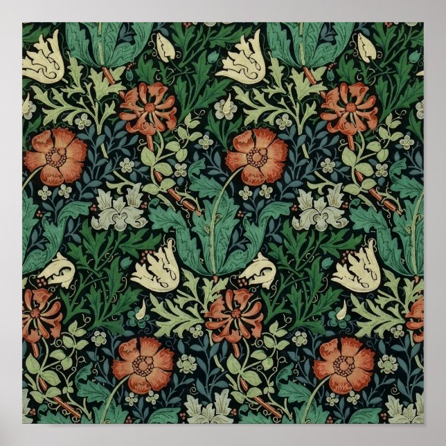 William Morris Compton Floral Art Nouveau Pattern Poster (Front)