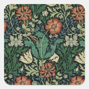 William Morris Compton Floral Art Nouveau Pattern Square Sticker