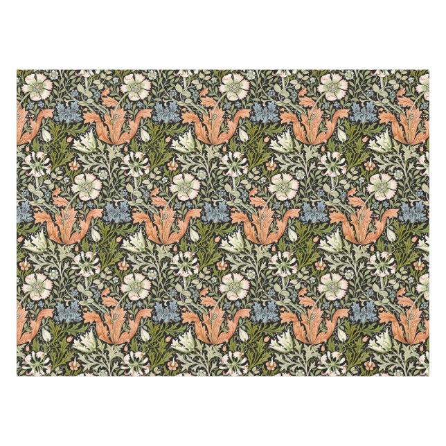William Morris Compton Floral Art Nouveau Pattern Tablecloth (Front (Horizontal))