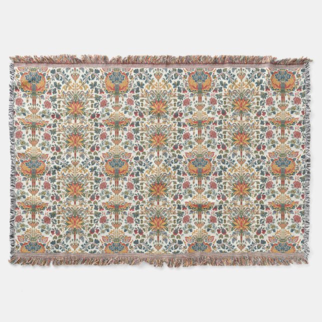William Morris Compton Floral Art Nouveau Pattern Throw Blanket (Front)