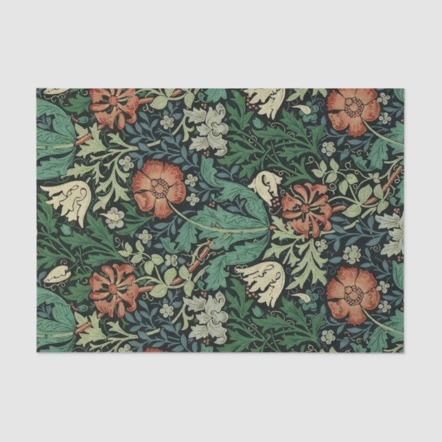 William Morris Compton Floral Art Nouveau Pattern Tissue Paper (Front)