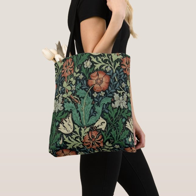 William Morris Compton Floral Art Nouveau Pattern Tote Bag (Close Up)
