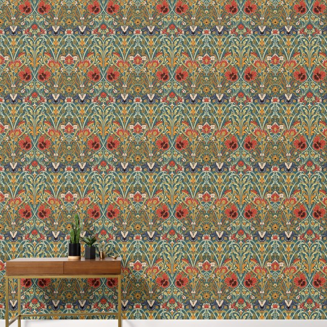 William Morris Compton Floral Art Nouveau Pattern Wallpaper (Hallway)