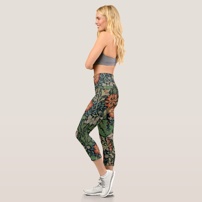 William Morris Compton Wallpaper Classic Capri Leggings (Left)