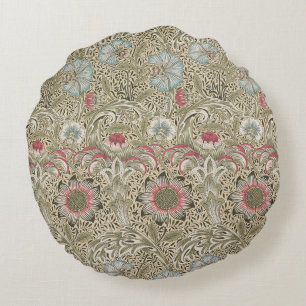 William Morris: Corncockle design Round Cushion