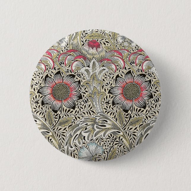 William Morris Corncockle wallpaper floral  6 Cm Round Badge (Front)