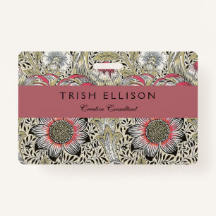 William Morris Corncockle wallpaper floral  ID Badge