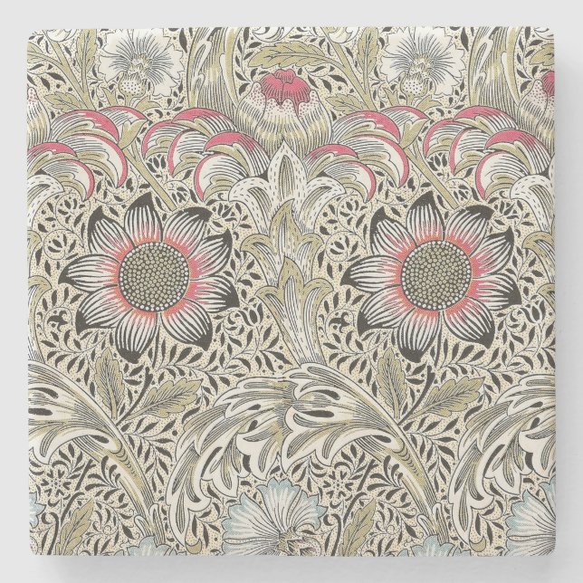 William Morris Corncockle wallpaper floral  Stone Coaster (Front)